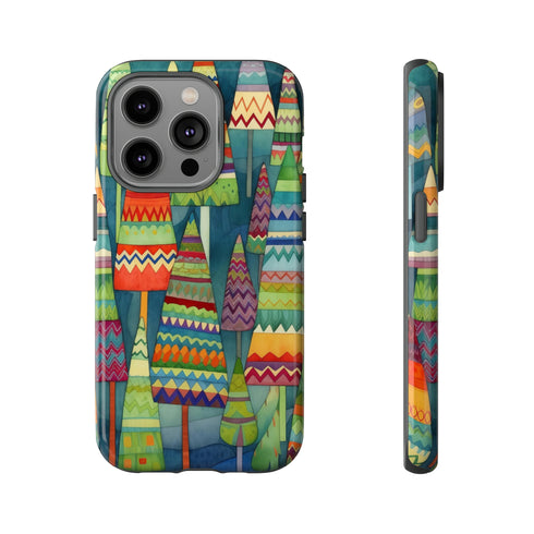 Knitted Christmas Trees - Impact Resistant Phone Case iPhone 14 Pro Glossy